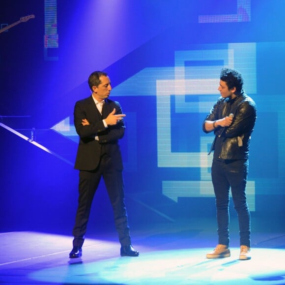 Exclusif - prix spécial - no web - Gad Elmaleh et Kev Adams - People au Spectacle de Gad Elmaleh "20 ans de Scène" au Palais des Sports à Paris le 9 décembre 2014