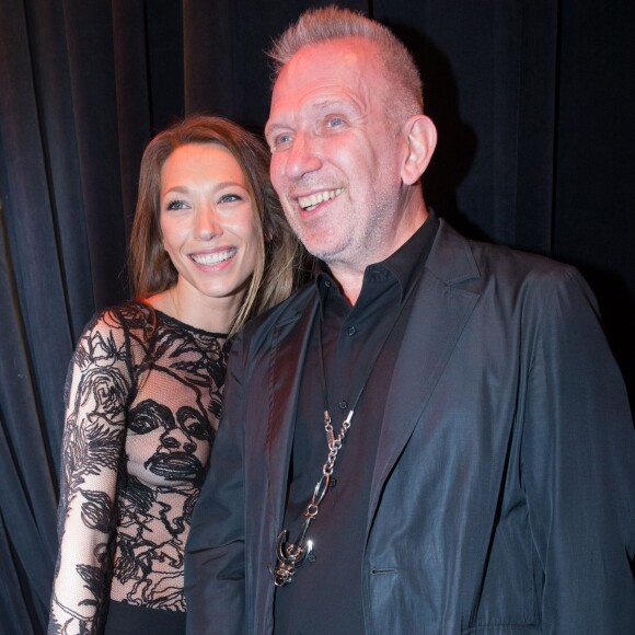 Laura Smet et Jean Paul Gaultier à l'issue du défilé Jean Paul Gaultier (collection haute couture automne-hiver 2015/2016). Paris, le 8 juillet 2015.