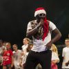 Moussier Tombola participe au concert de l'association Enfant Star et Match, qui fête ses 10 ans, à Antibes, le 8 juillet 2015.