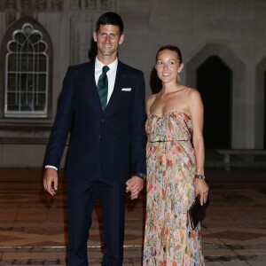 Novak Djokovic et son épouse Jelena lors du Dîner des Champions de Wimbledon au Guidlhall de la Cité de Londres, le 12 juillet 2015