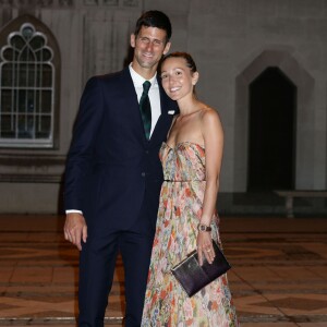 Novak Djokovic et son épouse Jelena lors du Dîner des Champions de Wimbledon au Guidlhall de la Cité de Londres, le 12 juillet 2015