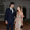 Novak Djokovic et son épouse Jelena lors du Dîner des Champions de Wimbledon au Guidlhall de la Cité de Londres, le 12 juillet 2015