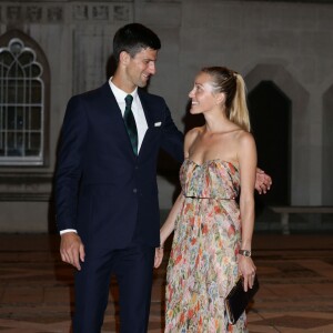 Novak Djokovic et son épouse Jelena lors du Dîner des Champions de Wimbledon au Guidlhall de la Cité de Londres, le 12 juillet 2015