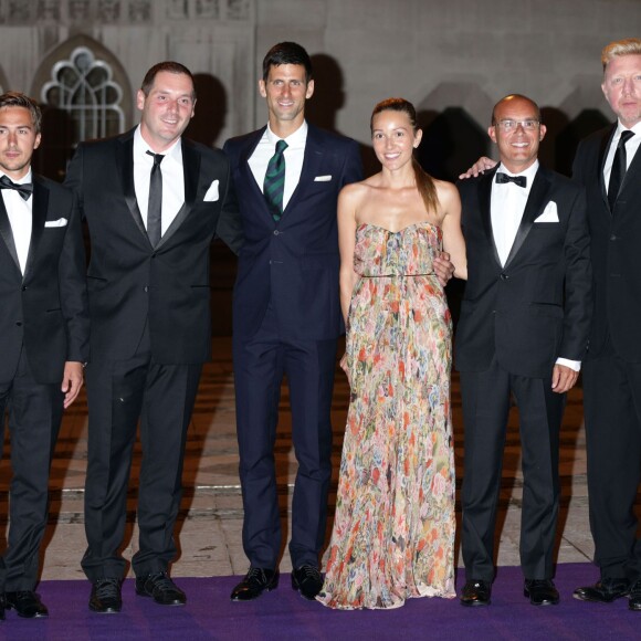 Novak Djokovic et Jelena lors du Dîner des Champions de Wimbledon au Guidlhall de la Cité de Londres, le 12 juillet 2015