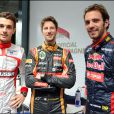  Jules Bianchi, Romain Grosjean et Jean-Eric Vergne r&eacute;unis au Grand Prix d'Australie &agrave; Melbourne, le 13 mars 2014 