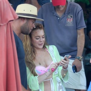 L'actrice Lindsay Lohan passe ses vacances à Mykonos en Grèce le 20 juillet 2015. 