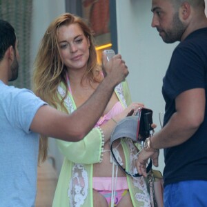 L'actrice Lindsay Lohan passe ses vacances à Mykonos en Grèce le 20 juillet 2015. 