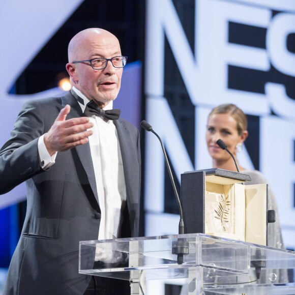 Jacques Audiard (Palme d'Or pour le film "Dheepan"), Cécile de France - Cérémonie de clôture du 68e Festival International du film de Cannes, le 24 mai 2015. 