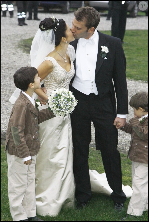 Mariage de la comtesse Alexandra, ex-épouse du prince Joachim de Danemark, et de Martin Jorgensen en mars 2007 à Copenhague, en présence des princes Nikolai et Felix.
