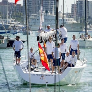 Le roi Felipe VI d'Espagne a participé à la 34e Copa del Rey le 5 août 2015 à Palma de Majorque, quelques heures avant la grande réception organisée au palais royal de la Almudaina.