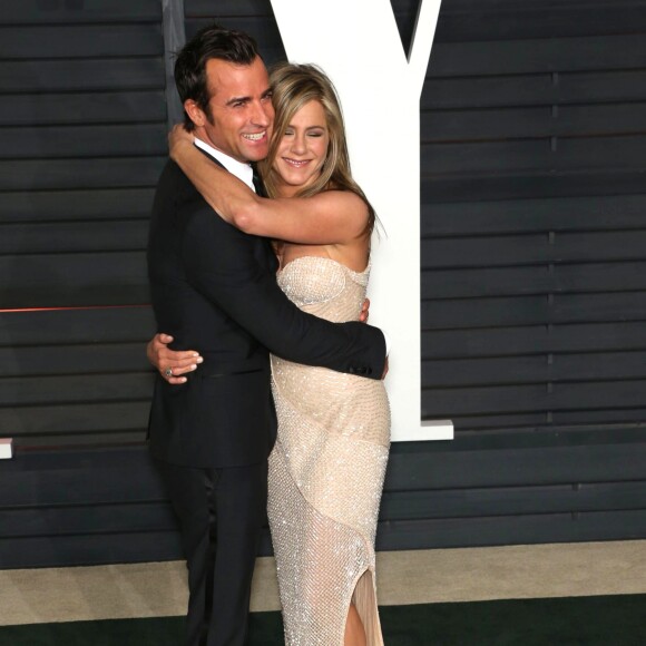 Justin Theroux, Jennifer Aniston à la 87e cérémonie des Oscars à Hollywood, le 22 février 2015.