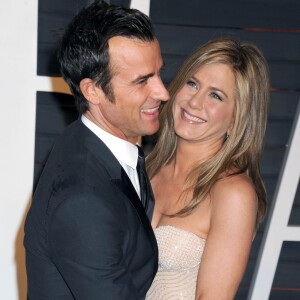 Justin Theroux, Jennifer Aniston à la 87e cérémonie des Oscars à Hollywood, le 22 février 2015.