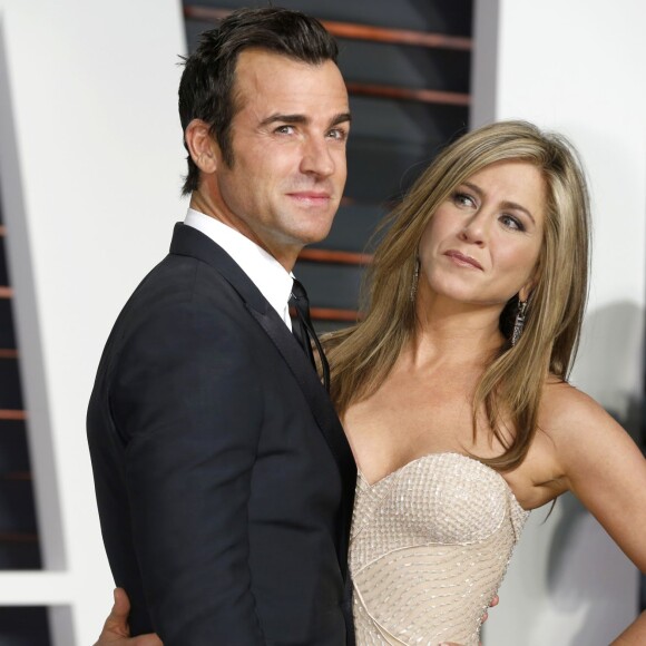 Justin Theroux, Jennifer Aniston à la 87e cérémonie des Oscars à Hollywood, le 22 février 2015.