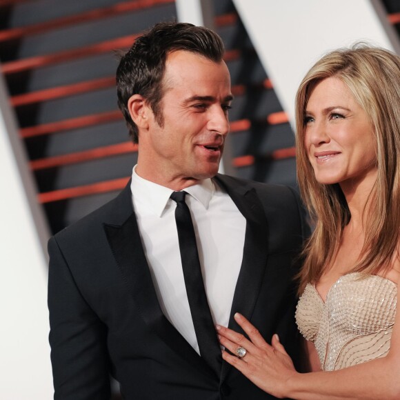 Justin Theroux, Jennifer Aniston à Los Angeles, le 22 février 2015.