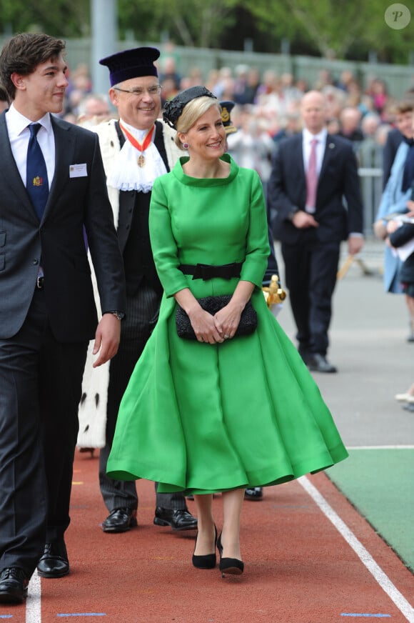 La comtesse Sophie de Wessex assiste à une cérémonie commémorant le 70ème anniversaire de la libération de l'île de Guernesey, le 9 mai 2015.