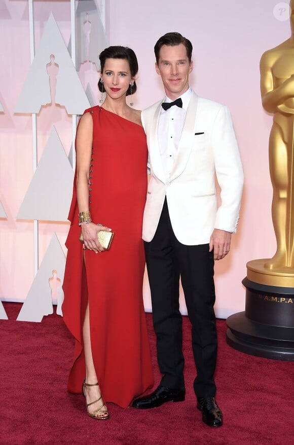 Benedict Cumberbatch et sa femme Sophie Hunter aux 87e Oscars à Hollywood le 22 février 2015.
