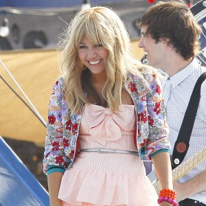 Miley Cyrus à Santa Monica sur le tournage de la série Hannah Montana, le 16 juillet 2008 