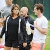 Amélie Mauresmo, enceinte, et Andy Murray à Wimbledon le 28 juin 2015. La championne française a accouché le 16 août 2015 de son premier enfant.