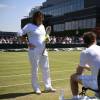 Amélie Mauresmo, enceinte, à Wimbledon le 9 juillet 2015. La championne française a accouché le 16 août 2015 de son premier enfant.