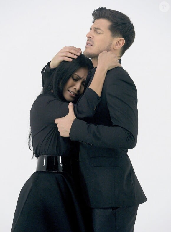 Exclusif - Exclusif - Anggun et Vincent Niclo - Tournage du clip de la chanson "Pour une fois" avec Vincent Niclo et Anggun, 3ème single extrait de l'album "Ce que je suis" le 11 mars 2015. 