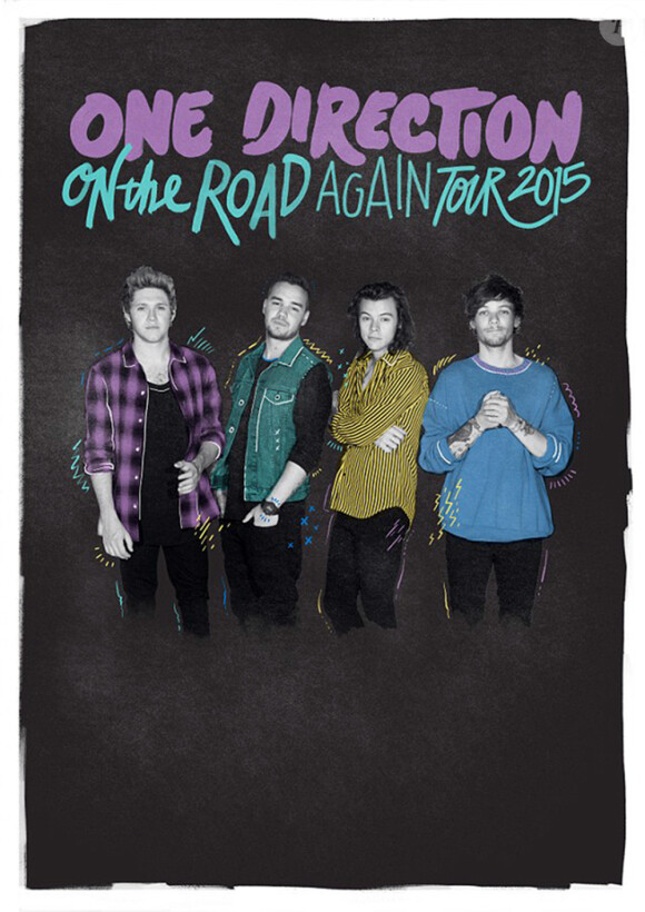 Nouvelle affiche du groupe One Direction pour la promotion de leur tournée "On The Road Again Tour 2015" à New York, le 9 avril 2015. 