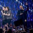 Le groupe One Direction ( Liam Payne, Harry Styles, Zayn Malik, Niall Horan et Louis Tomlinson) lors de la finale de l'émission Swedish Idol 2014 à Stockholm le 5 décembre 2014