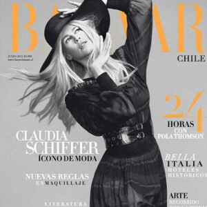 Claudia Schiffer en couverture du Harper's Bazaar Chili, juillet 2015