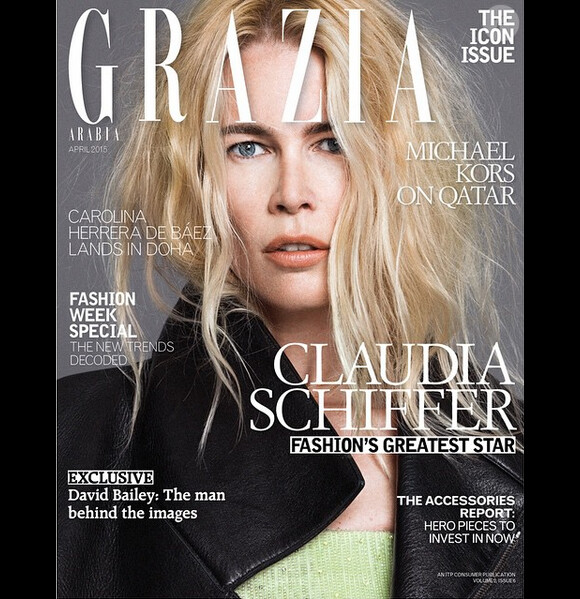 Claudia Schiffer en couverture de Grazia Qatar avril 2015