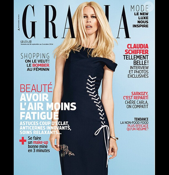 Claudia Schiffer en couverture de Grazia France, du 26 septembre au 2 octobre 2014