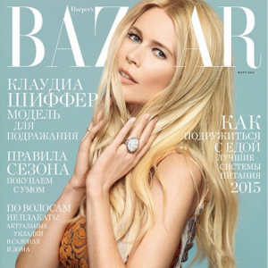 Claudia Schiffer en couverture du magazine Harper's Bazaar russe, mars 2015