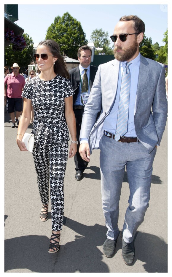 Pippa Middleton et son frère James Middleton à Wimbledon le 9 juillet 2015.