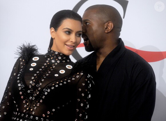 Kanye West et Kim Kardashian aux CFDA Awards 2015 à New York. Le 1er juin 2015.