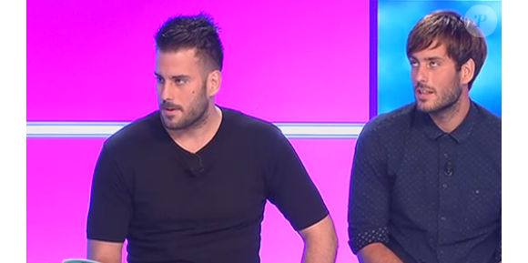 Zarko et Zelko sur le plateau du Debrief de Secret Story 9 sur NT1. Le 27 août 2015.