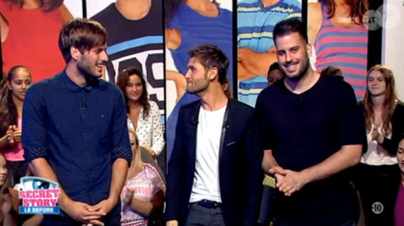 Zarko (et sa coupe de cheveux à la Justin Bieber) et Zelko sur le plateau du Debrief de Secret Story 9 sur NT1. Le 27 août 2015.