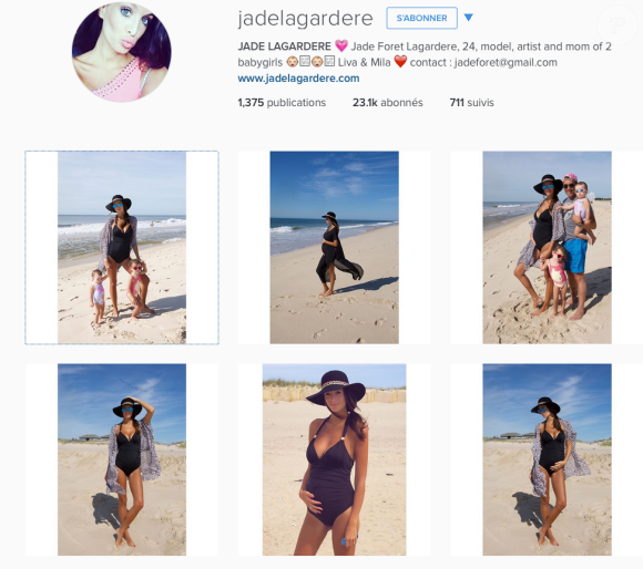 Jade Foret s'affiche enceinte sur son compte Instagram, le dimanche 30 août 2015.