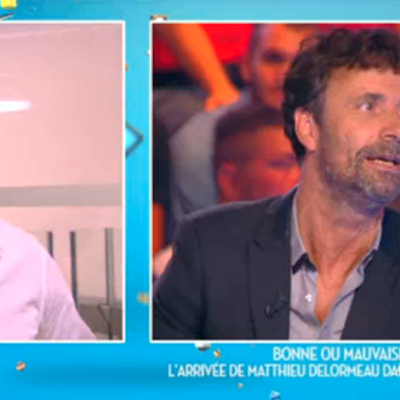 Matthieu Delormeau et Christophe Carrière dans Touche pas à mon poste sur D8, le lundi 31 août 2015.