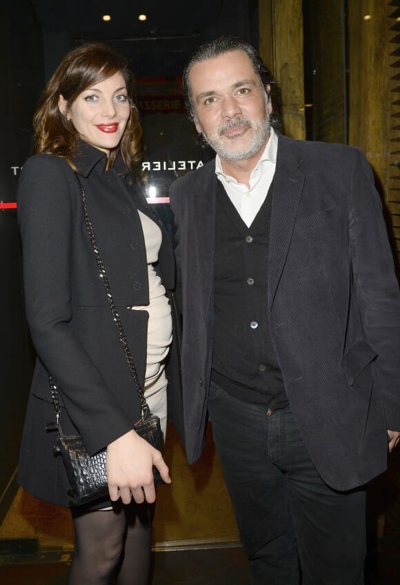 Christophe Barratier et sa compagne Gwendoline Doytcheva, enceinte, à la soirée pour les 12 ans de l'Atelier du Maître Albert à Paris, le 30 mars 2015.