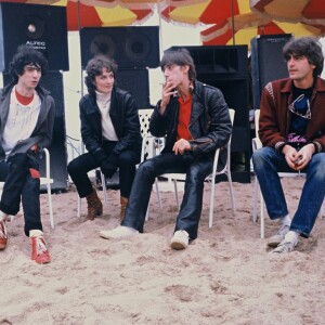 Le groupe Téléphone, composé de Jean-Louis Aubert, Louis Bertignac, Richard Kolika et Corine Marienneau, au Festival de Cannes en mai 1980. 