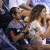 Noura, la compagne de Jo-Wilfried Tsonga, sur le court Athur Ashe à l'USTA Billie Jean King National Tennis Center de New York lors de l'US Open, le 2 septembre 2015