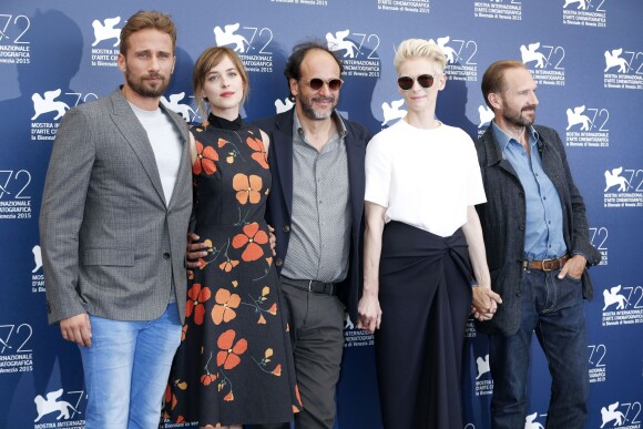 Matthias Schoenaerts, Dakota Johnson, Luca Guadagnino, Tilda Swinton, Ralph Fiennes - Photocall du film "A Bigger Splash" lors du 72e festival du film de Venise (la Mostra), le 6 septembre 2015.