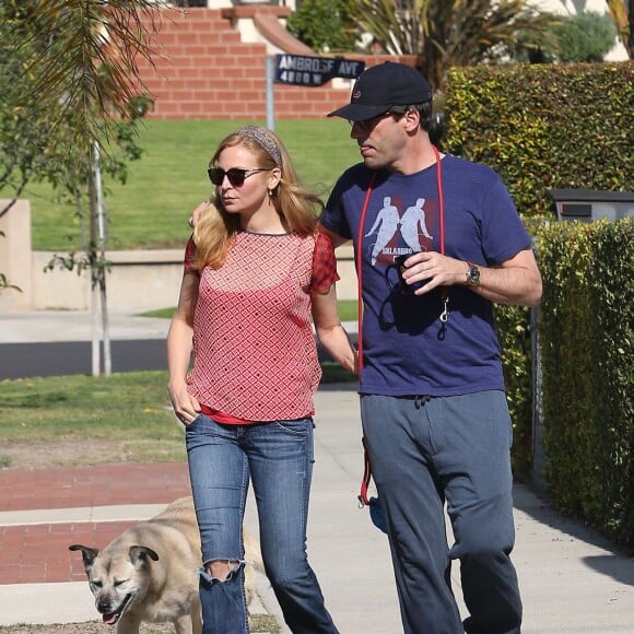 Jon Hamm et sa femme Jennifer Westfeldt à Los Feliz, le 23 janvier 2014.