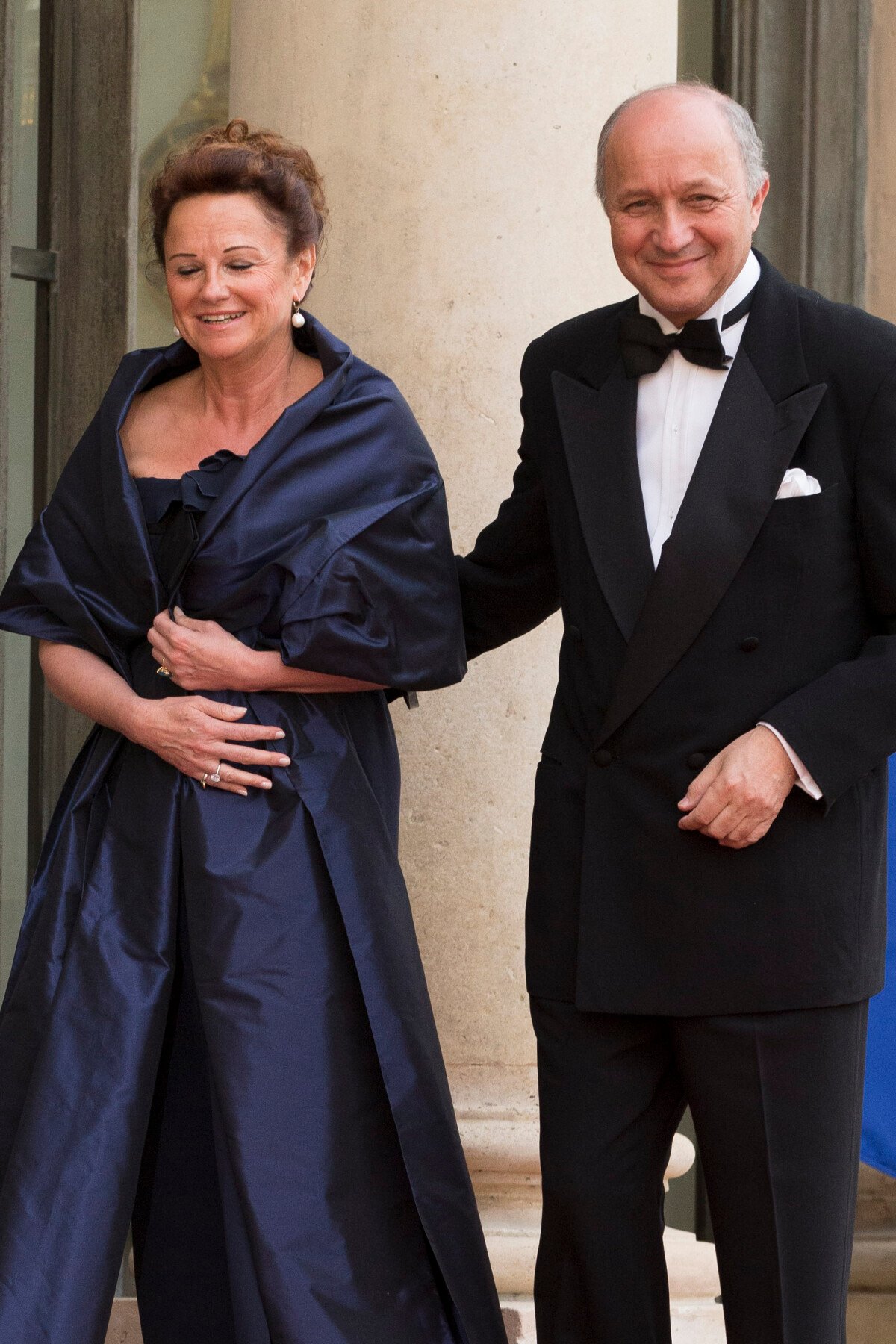 Photo Laurent Fabius et sa compagne MarieFrance MarchandBaylet à l’Elysée à Paris, le 6 juin
