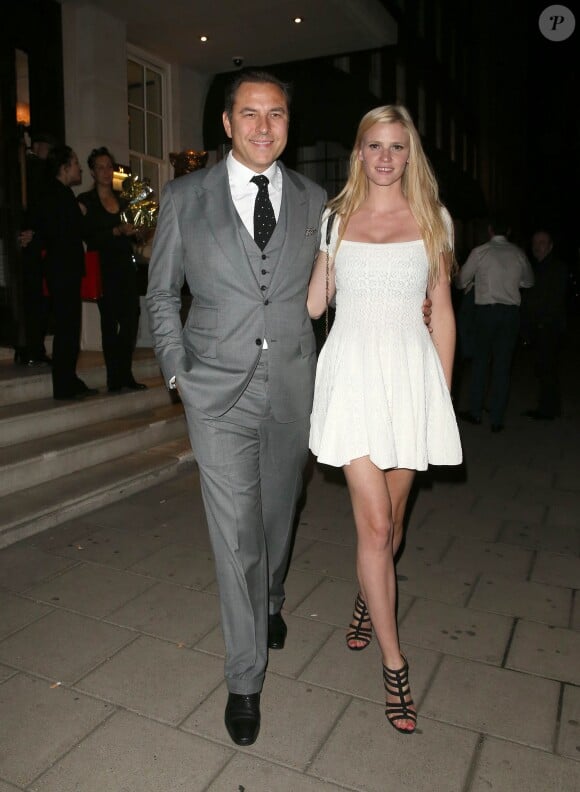 Exclusif - David Walliams a fêté son 43ème anniversaire avec sa femme Lara Stone au restaurant "34" à Londres. Le 20 août 2014