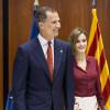 Letizia et Felipe VI d'Espagne célébraient le 9 septembre 2015 les 35 ans du Tribunal constitutionnel à Madrid à l'occasion d'un déjeuner qui y était organisé.