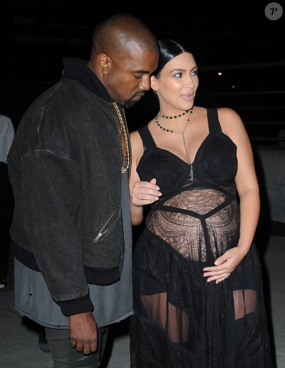 Kanye West et Kim Kardashian arrivent au Pier 26 pour assister au défilé Givenchy printemps-été 2016. New York, le 11 septembre 2015.