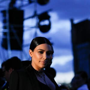 Kanye West et Kim Kardashian arrivent au Pier 26 pour assister au défilé Givenchy printemps-été 2016. New York, le 11 septembre 2015.