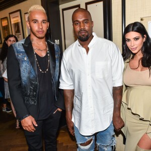 Lewis Hamilton, Kanye West et Kim Kardashian assistent au dîner de lancement de ED by Ellen chez Bergdorf Goodman au BG Restaurant. New York, le 10 septembre 2015.