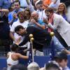 Flavia Pennetta et son compagon Fabio Fognini après sa finale victorieuse de l'US Open à l'USTA Billie Jean King National Tennis Center de Flushing dans le Queens à New York, le 12 septembre 2015