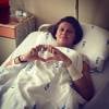 Lucie Safarova sur son lit d'hôpital, photo publiée le 15 septembre 2015