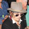 Johnny Depp à la sortie de son concert avec son groupe The Hollywood Vampires au Roxy Theatre sur Sunset Strip à West Hollywood, Los Angeles,le 16 septembre 2015.